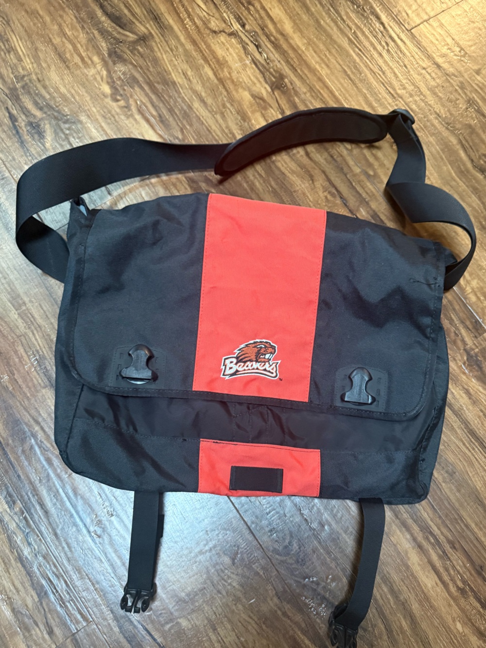 Columbia Black and Orange Messenger Bag with Beavers Logo